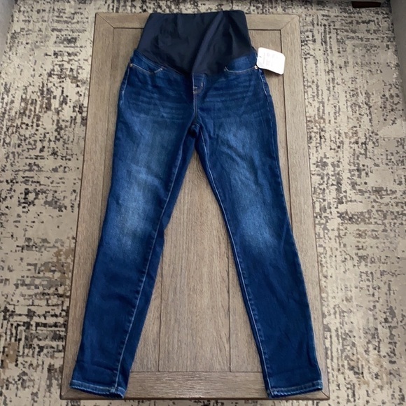 Isabel Maternity Crossover Panel Brushed Back Skinny Maternity Jeans Blue Dusk - Picture 3 of 11